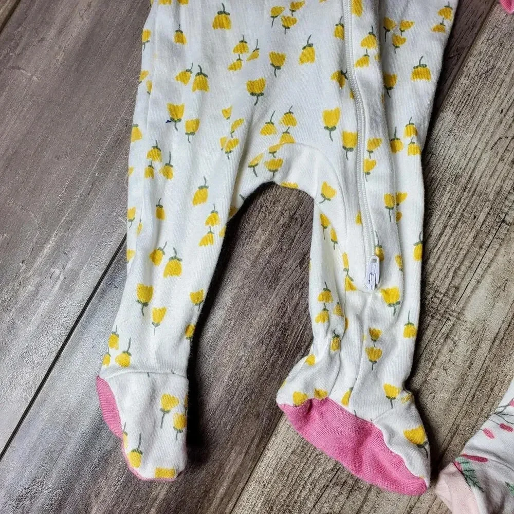 Cloud Island Baby Girls Floral Cotton Bodysuit Sleeper PJs Bundle Size 0-3M